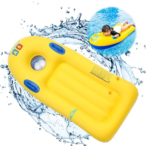 mizikuu Aufblasbares Bodyboard, Bodyboard Aufblasbar Schwimmbrett mit Griffen Aufblasbares Pool Float Surfbrett Luftmatratze Kinder zum Strandsurfen Schwimmen Sommer Wasserspaß, 116*52cm