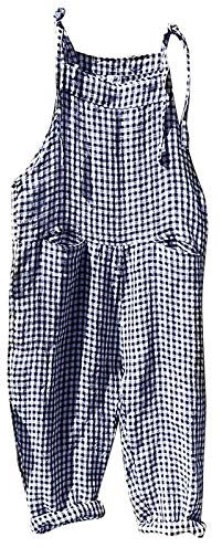 Salopette Donna Estiva In Lino Casual Big Pants Moda Donna Jumpsuit Monopezzi Ragazza Stampate Taglie Forti Con Spalline Tinta Unita Con Tasche Senza Maniche Vintage Pantaloni Tuta Donna