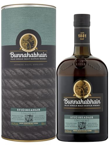Bunnahabhain Stiuireadair Islay Single Malt Scotch Whisky, 0,7 l | 46,3% vol | Ungetorfter Islay-Whisky | Fruchtig, nussig & würzig | Schottischer Premium-Whisky mit Geschenkverpackung