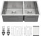 Sarlai 33x19 Double Bowl Undermount Kitchen Sink - Stainless Steel 16 Gauge Round Corner 60/40 Basin