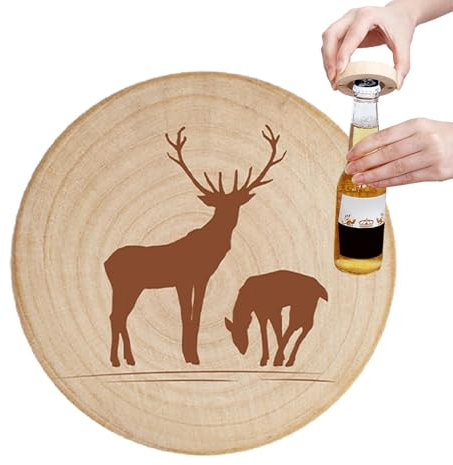 Magnetic Bottle Opener, Magnetic Bottle Opener for Fridge - Bottle Cap Opener - Cool Kitchen Appliance, Magnetic Beer Bottle Opener Made of Wood for Fridge and Motorhome for Practical Use