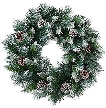 AYCDL Weihnachtskranz, beflockter Weihnachtskranz mit Tannenzapfen, 50,8 cm, Wand-Weihnachtsdekoration, Weihnachtsgirlande für Kamine, Tischdekoration, Weihnachtskränze für di