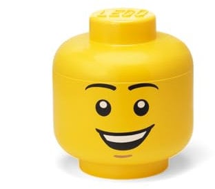 LEGO – Happy Boy – Boîte de rangement en polypropylène avec couvercle pour rangement de jouets d'enfants – Organisateur empilable et solution de rangement amusante – Boîte à jouets (taille S)