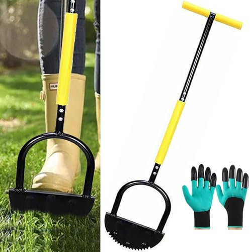 Shinybox Cortabordes Manual para Césped 107 cm con Cuchilla Media Luna, Cortabordes de Césped con 1 Par de Guantes de Jardinería, Herramienta de Jardín para Césped, Aceras
