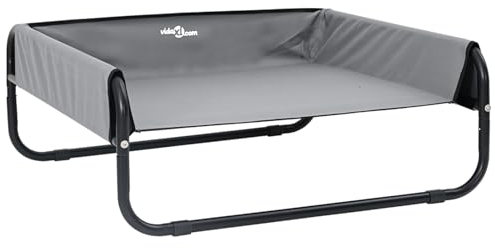 vidaXL Raised Dog Bed Light Grey M Oxford Fabric and Steel