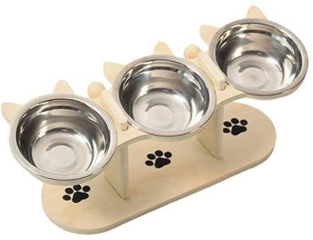 Stgfyxgs Gamelles surélevées pour Chats, Supports en Bois Stables pour La Nourriture et l'eau, Gamelles surélevées pour Chiens et Chats, Bois