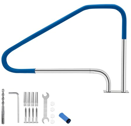 Garvee Barandilla de Seguridad para Bañera y Piscina, Acero Inoxidable 304/316, Carga 170 kg, Agarre Antideslizante, Instalación Rápida, Accesorio para Baño y Spa, Tamaño 125 x 86 cm