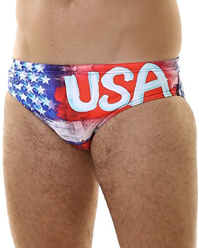 TURBO - USA - Badehose slip herren - Mehrfarbig (Weiss/Rot/Blau), L