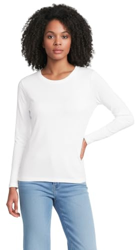 Lands' End Women's Supima Long Sleeve Crew Neck T-Shirt - White - S