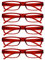 The Reading Glasses Company OPULIZE ACE Lesebrille für Damen und Herren - 5er-Pack - Schmaler Rechteckiger Rahmen - Komfort Federscharniere - Kratzfest - Rot +1.00