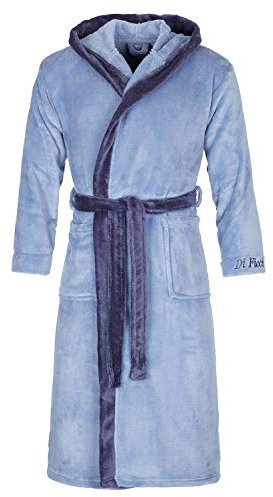 Di Ficchiano - Accappatoio da uomo “Monza” con cappuccio, in microfibra, colori e taglie a scelta da XXS a 5XL, conforme allo standard Öko-Tex 100 blu jeans L