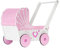 Mamabrum Holzpuppenwagen & Lauflernwagen Set, Retro Kinderwagen mit Anti-Rutsch-Rädern, Holz Walker für Mädchen - Rosa Puppenwagen, 47 x 26,5 x 40 cm (2 Funktionen)