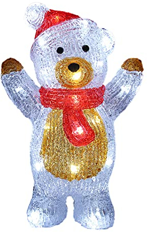 Figurine lumineuse LED en acrylique Décoration de Noël Nounours debout Ours polaire lumineux Illumination de noël