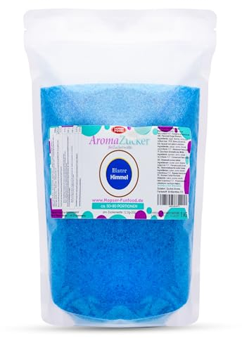 1 KG Farbzucker Aromazucker für Zuckerwatte Bunt | Erdbeere, Kirsche, Cola, Vanille, Blau Zuckerwattezucker (Bubble Gum)