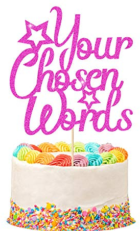 Personalised Cake Topper | Customized Birthday Cake Decorations. Double | Handmade in UK Double Sided Glitter Card Text Customized | Birthday or Wedding Party Cake Decoration(Pink)