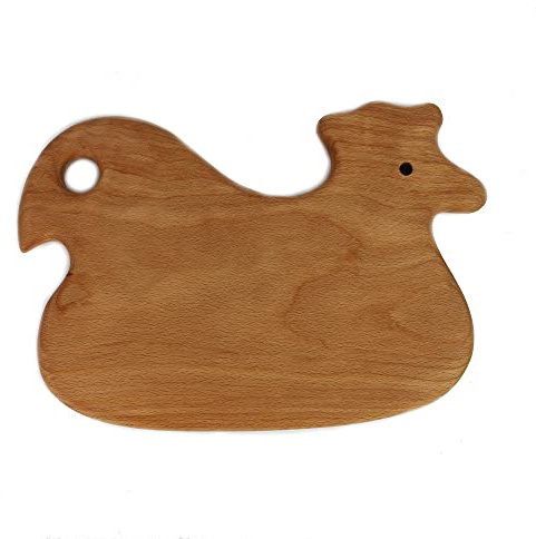 Frühstücksbrettchen aus Holz mit Tiermotiv Huhn inkl. Eierhalter, Schneidebrett für Kinder