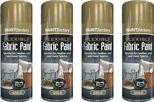 HL 4 x Gold Spray Paint Fabric Leather Spray Paint Art Vinyl & Crafts Flexible 200ml