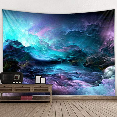 TANGT Tapisserie Sternenhimmel See Tapisserie Wandteppich Kosmos Stern Weltraum Universum Wandbehang für Schlafzimmer Wohnzimmer Schlafsaal Marineblau (B,200 x 150 cm)