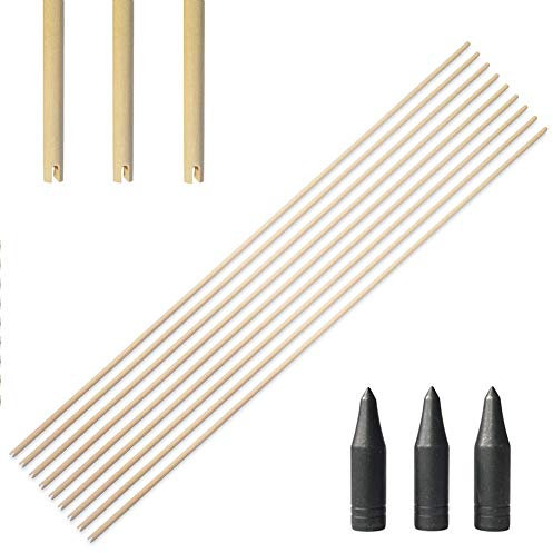SHARROW 24 Stück Bogenschießen Holzpfeile Schaft Holz Pfeilschaft Holzschaft mit Pfeilspitzen für Traditionellen Recurve Bogen Langbogen (Typ 2)