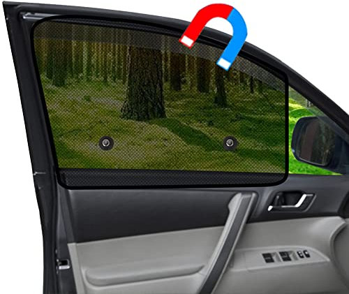 Ovege Car Window Shades Magnetic 2pcs Universal Car Window Screens Mesh Side Window Sun Shade Automotive Window Sunshades for Driver Passenger (Semi-Transparent, Front Seat 2pcs-)