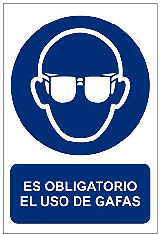 Becral® - Señal de obligación OBLIGATORIO USO DE GAFAS material adhesivo tamaño 100X150mm (ref.RD26602)