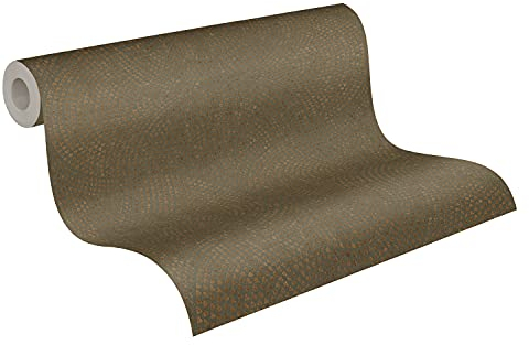 A.S. Création Mustertapete Cuba Tapete Vliestapete metallic leicht glänzend matt fein strukturiert 380273 38027-3, Braun, Metallisch, 10.05 m x 0.53 m