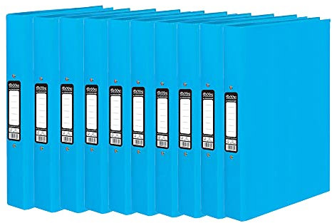 ED 10 x Pukka A4 Glossy 2-Ring Binder File School Work Office 40mm Spine File Organiser (Blue)