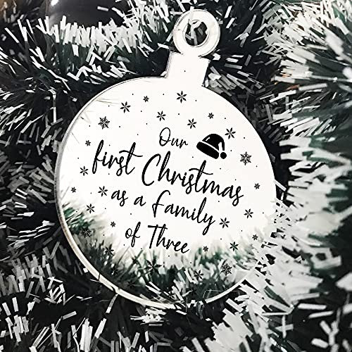 1st Christmas As A Family Of Three Engraved Tree Decoration Babys 1st Xmas Gift