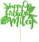 Personalised Birthday Jungle Themed Glitter Cake Topper- Green Any Custom Age & Name Glitter Cake Decoration and Sprinkles - Happy Birthday Decorations - Personalised Toppers for Cakes by Cakeshop
