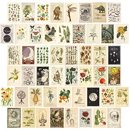 Anguxer 50 PCS wall collage kit aesthetic, aesthetic postcards, aesthetic postkarten, wandcollagen set