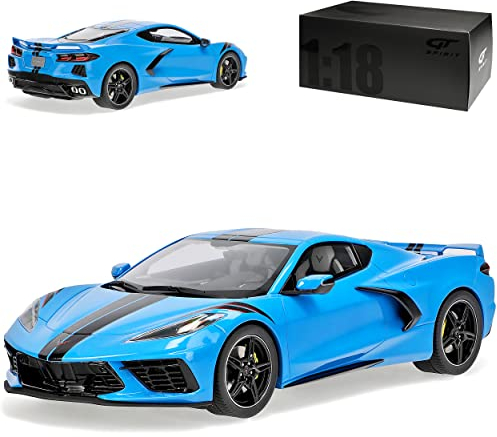 GT Spirit Chevrolet Chevy Corvette C8 Singray Coupe Blau mit Streifen Ab 2020 Nr 286 1/18 Modell Auto