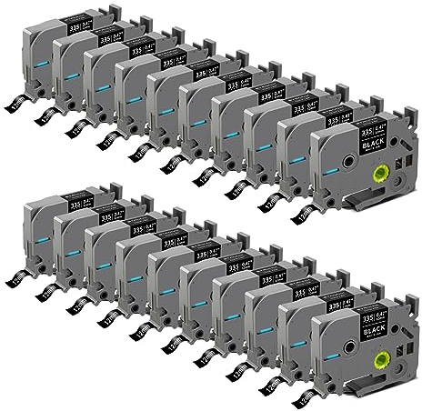 20x STRONIX Kompatibel Brother P-Touch Bänder TZe-335 TZe Schriftband TZ-335 Ub-335 Cassette 12mm Weiß auf Schwarz Etikettenband für Beschriftungsgerät Ptouch PT-1010 1000 H105 H100R H107B Cube Plus