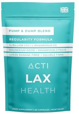 ACTI LAX – Magnesium & Probiotic Supplement | Natural Constipation Relief & Digestive Support | Sleep & Muscle Recovery | 60 Capsules