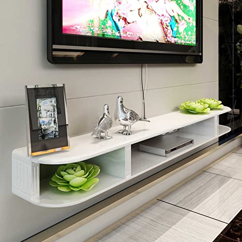 Floating TV Stand Cabinet, Multimedia Storage Shelf Wall Mount Entertainment Unit DVD/Blu-ray Player Background Stand(Size:120cm,Color:White)