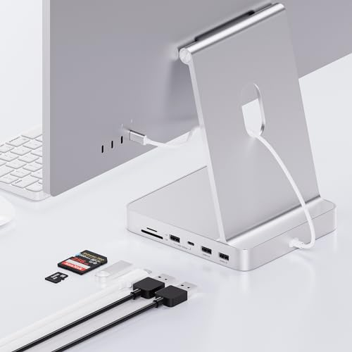 PULWTOP USB C HUB Für iMac 24 2021/2023/2024, 7 In 1 iMac USB-Hub Für iMac M1/M3/M4, iMac Zubehör Mit USB C 10gbit/s,3*USB A,SD/TF-Kartenleser,Unterstützung Von M.2 NVME SSD(Nicht enthalten),Silber