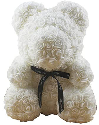 GIMOCOOL Ours Rose Eternelle 25cm en Peluche Artificielle, Ourson en Mousse - Cadeau pour La Saint Valentin, Anniversaire, Mariage De Femmes