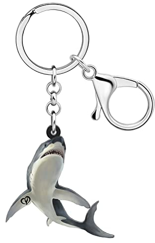 LONYOO Anime Hai Schlüsselanhänger Acryl Meeresschildkröte Oktopus Qualle Krabbe Wal Ozean Schlüsselanhänger Ringe Geschenke für Frauen Mädchen (Hai Schlüsselanhänger Grau 135)