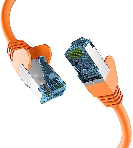 EFB-Elektronik - CAT. 7 Netzwerkkabel bis zu 10 Gbit - 0,15m LAN Kabel Ethernet Kabel Patchkabel mit Klinken-/Knickschutz - RJ45 Anschluss, S/FTP PIMF Schirmung - Orange