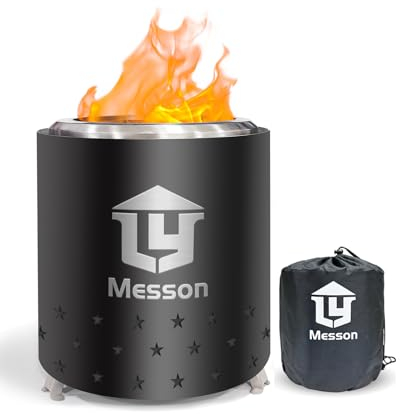 Messon Hoguera de mesa de 5.5 pulgadas con soporte, mini estufa de hoguera de bajo humo de acero inoxidable, estufas portátiles para interiores y exteriores, alimentada por pellets o madera, con bolsa