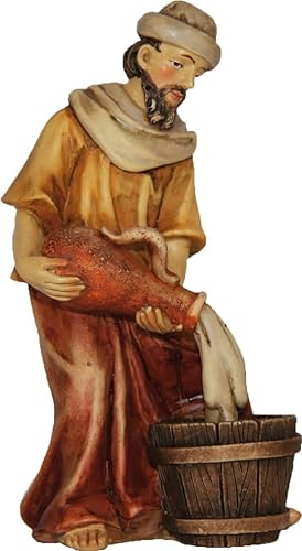 FADEDA JOK: Bauer mit Amphore/Höhe:8 cm/handbemalt/detailgetreue Krippen Figuren - Weihnachten Tisch Dekoration Krippe Zubehör