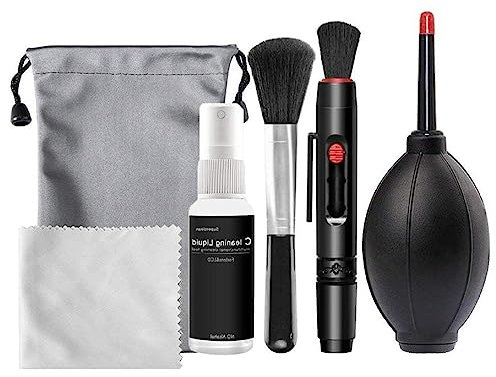 Kit limpiador de cámara digital 6 en 1 que incluye soplador de polvo con hisopos de limpieza, paños de microfibra y bolígrafo de limpieza de cámara para lente de cámara