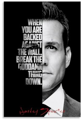 HD Harvey Specter Classic TV Show Motivationsposter, dekoratives Gemälde, Leinwand, Wandposter und Kunstdruck, modernes Familienschlafzimmer-Dekor-Poster, 20 x 30 cm