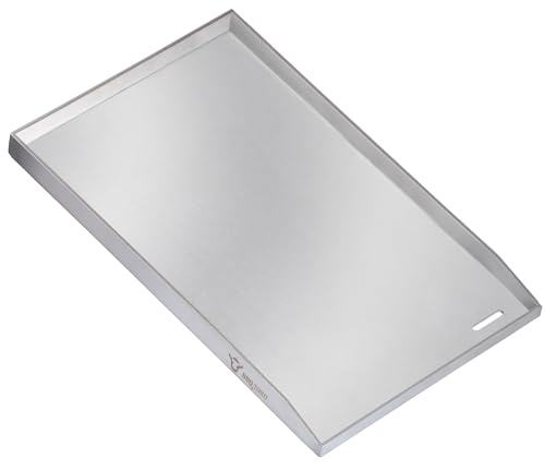 BBQ-Toro Plancha de acero inoxidable, 32,5 x 49 cm, plancha para barbacoa, rectangular, universal y maciza, bandeja para barbacoa para carbón vegetal y gas, accesorio para barbacoa, sartén, bandeja