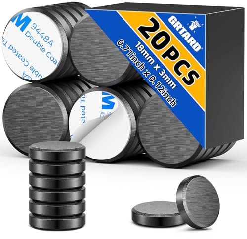 Grtard 20er-Pack Keramikmagnete zum Basteln, kleine runde Scheibenmagnete mit selbstklebender Rückseite, flache runde Ferrit-Industriemagnete zum Basteln, Wissenschaft, Hobbys, Projekte