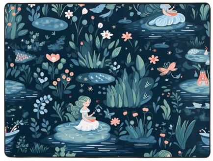 YYHWHJDE Lake Fairy Bedruckter Teppich, 160 x 122 cm, weiche Haptik, feiner Samt, verschleißfest
