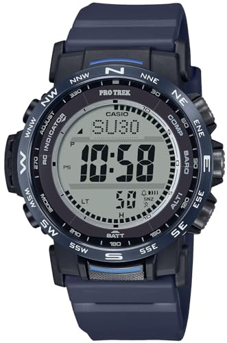 Casio Pro Trek Climber Line Wristwatch, Radio Solar, Biomass Plastic, navy, sports