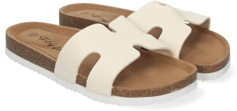 84835 Sandalia Planas para Mujer con Piso Bio, Comodas y Elegantes con Detalles en la Pala, Planta Anatomica, Ideales para Primavera Verano Beige Talla 40