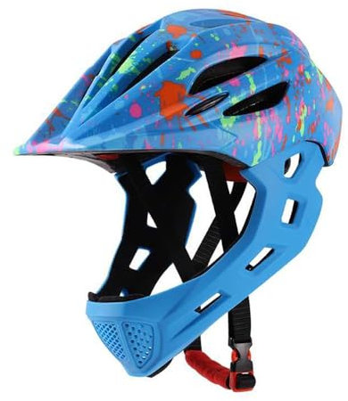 Lixada Kids Full Face Bike Helmet, Kids Bike Helmets Lightweight Detachable Full Face Bicycle Helmets with LED Light for MTB Skateboarding Scooter Roller Skating Cycling 46-54CM