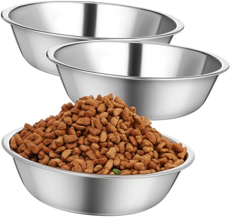 SUPVOX 3piezas Comederos De Acero Inoxidable para Gatos y Perros Bowls Antideslizantes para Comida y Agua Accesorios De Mascotas Diseño y Práctico