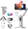 AOCHUAN Stabilizzatore cardanico a 3 assi per smartphone con filettatura 1/4 Stabilizzatore pieghevole per registrazione, luce di riempimento integrata, giunto cardanico per smartphone con luce RGB